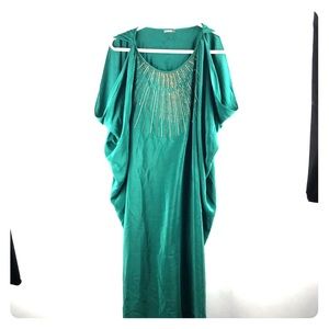 Matta Sz M Silk Embellished Emerald Green Dress